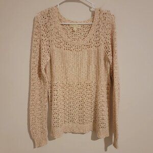 Anthropologie Staring at Stars Womens Sweater Medium Open Knit Cream Granola